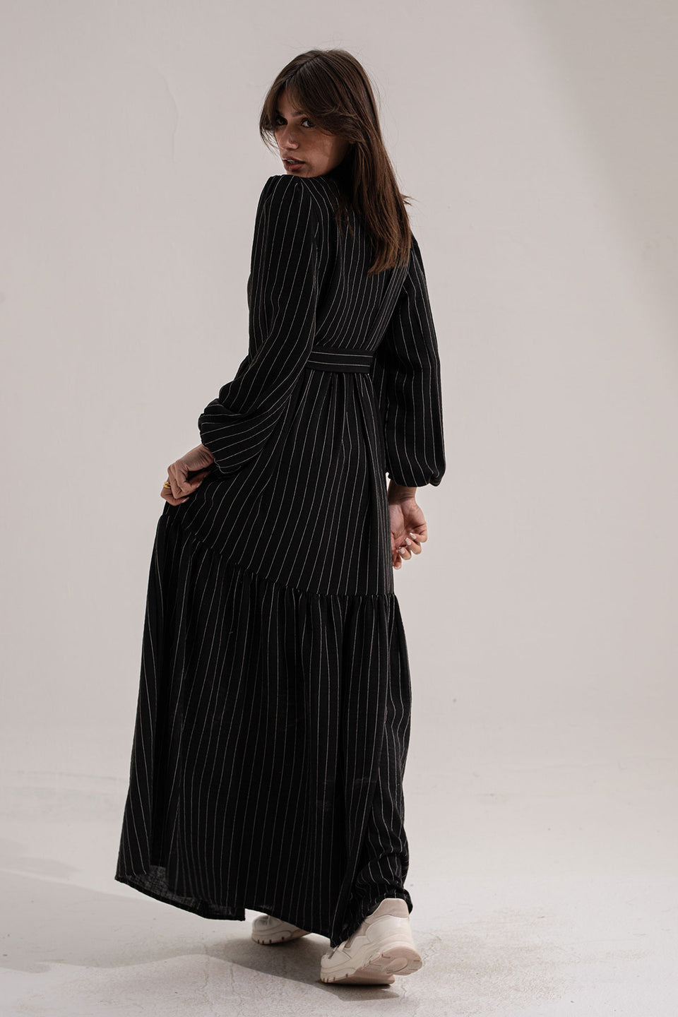 Black Striped Long Dress