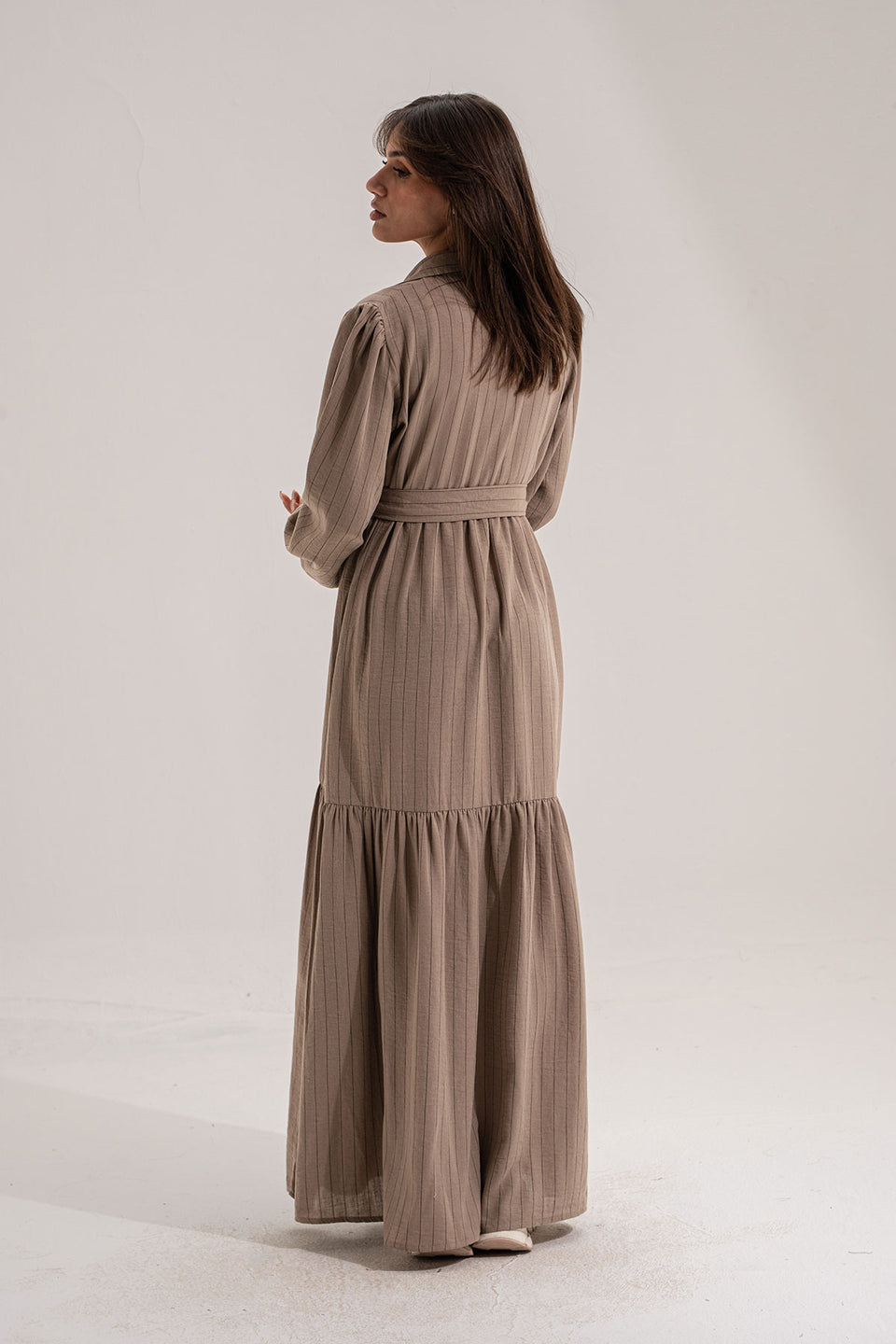 Coffe Striped Long Dress