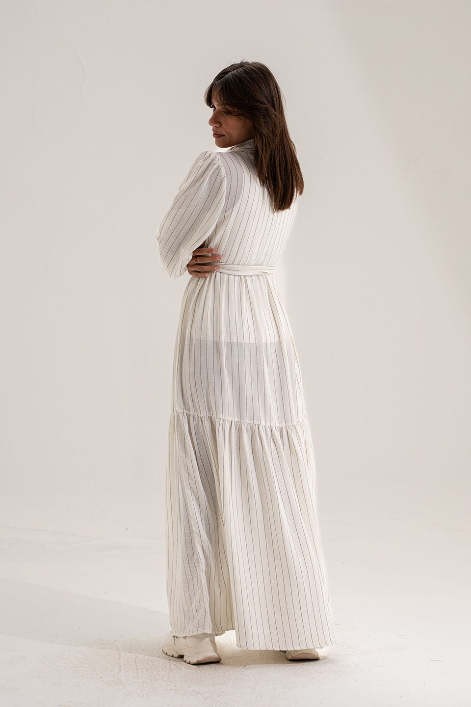 White Striped Long Dress