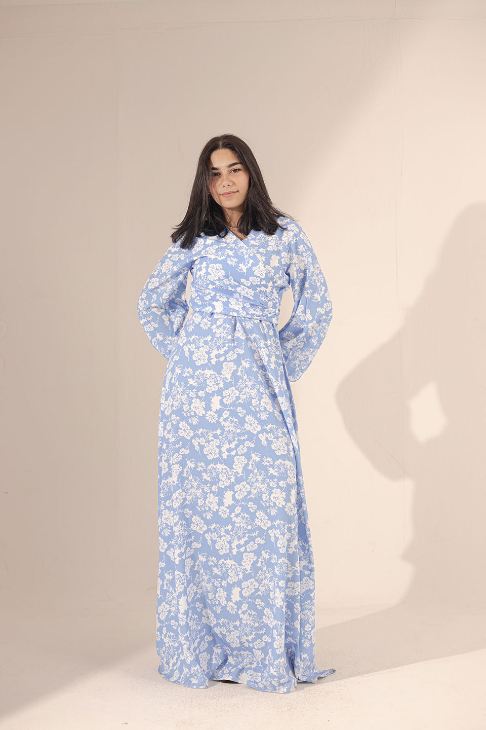 Blue Patterned Long Dress