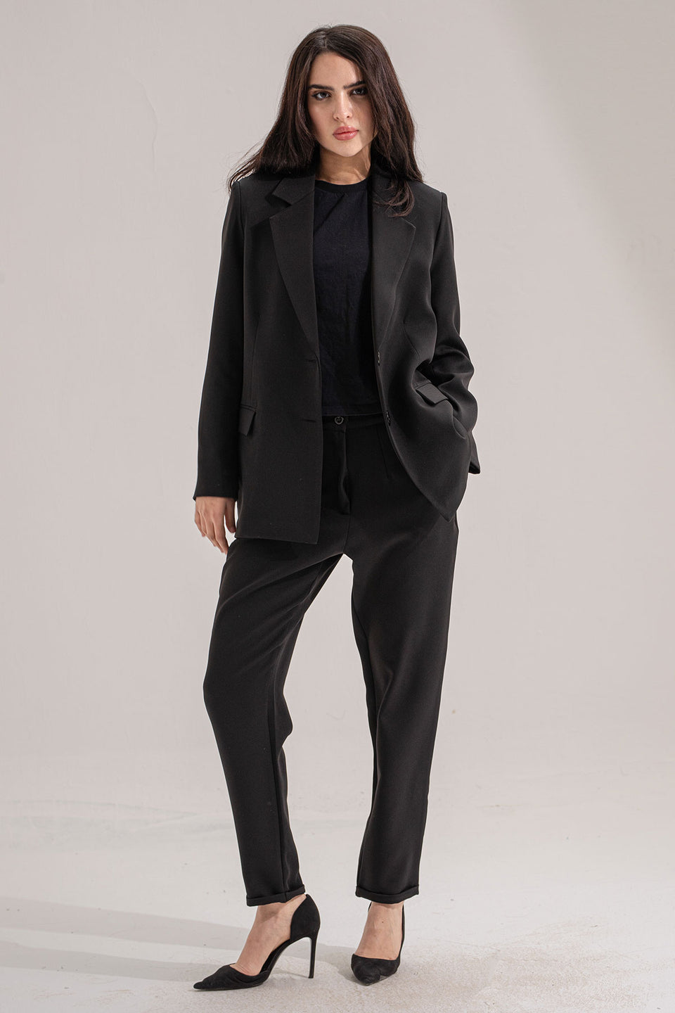 Black Modern Fit Formal Pants