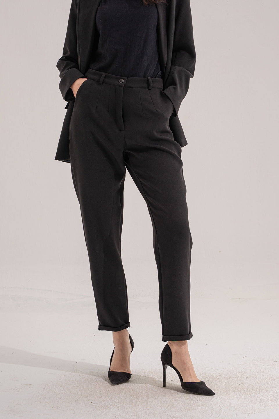 Black Modern Fit Formal Pants