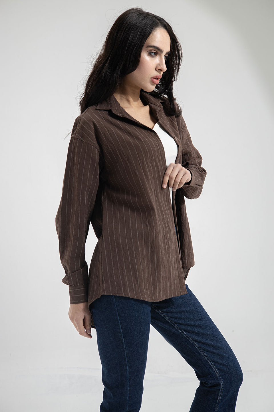 Brown Striped Linen Shirt