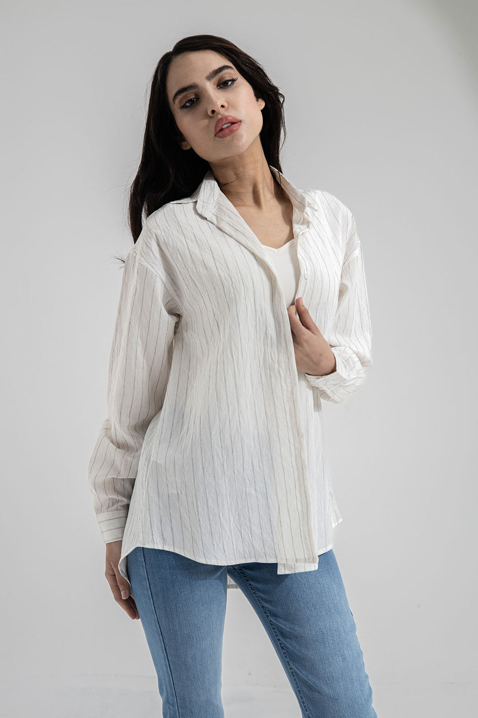 White Striped Linen Shirt