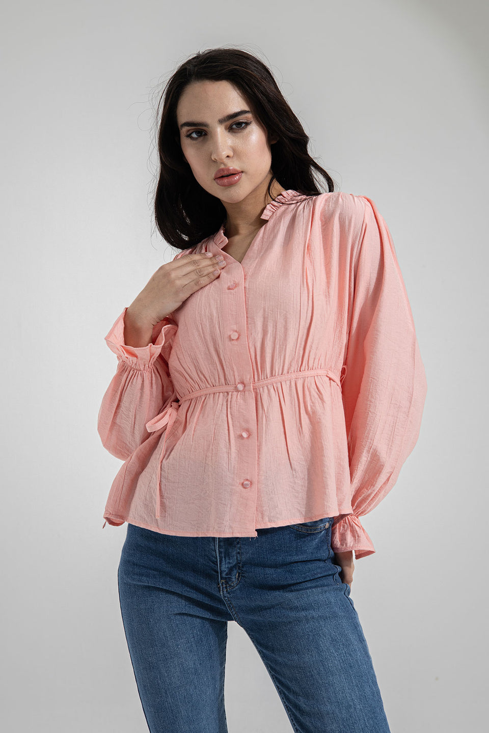 Pink Wrap Tied Blouse