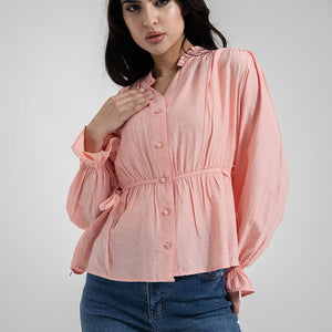 Pink Wrap Tied Blouse
