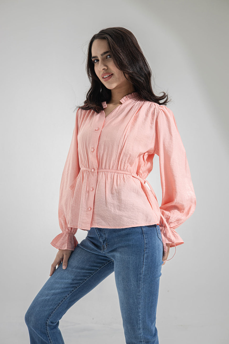 Pink Wrap Tied Blouse