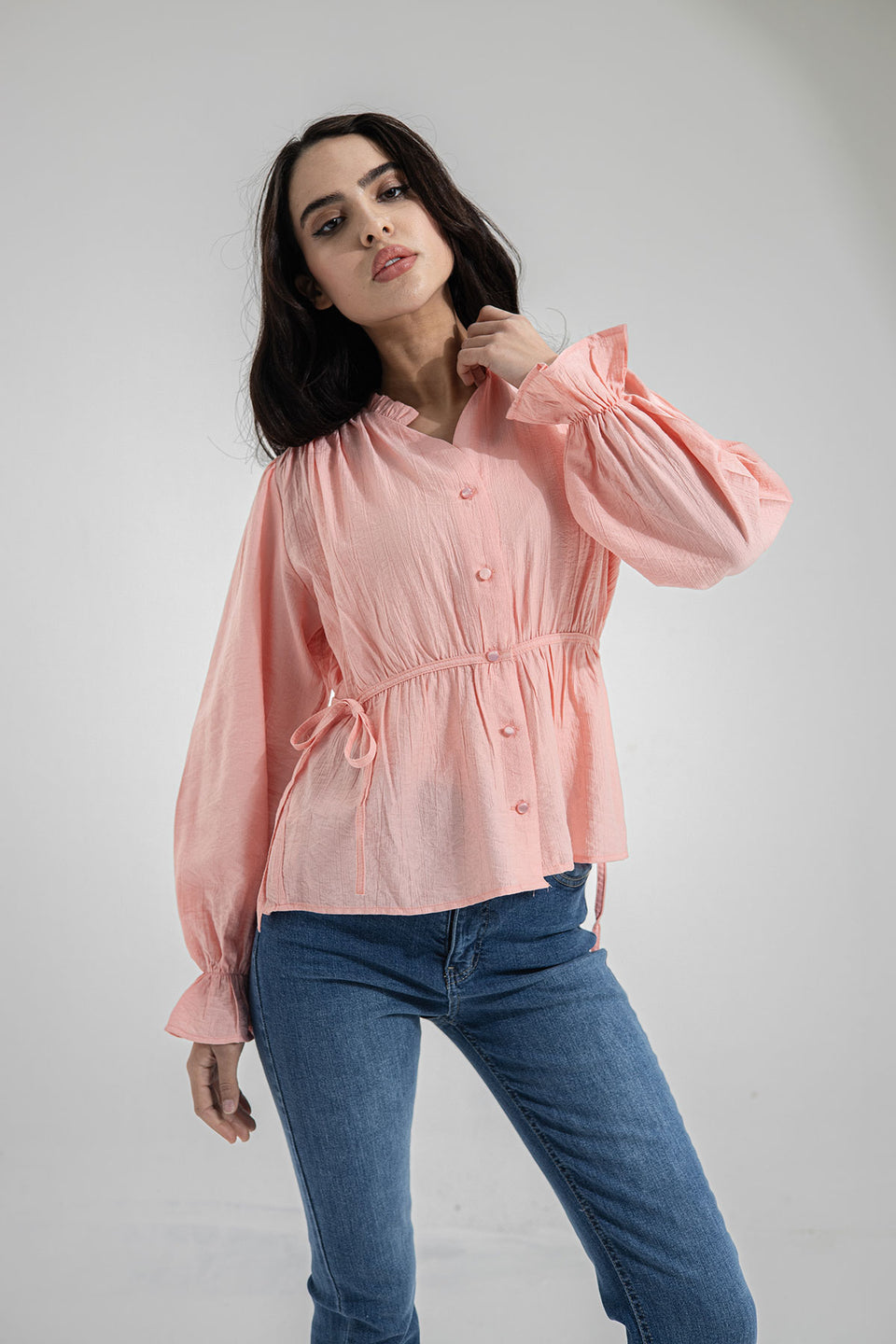 Pink Wrap Tied Blouse