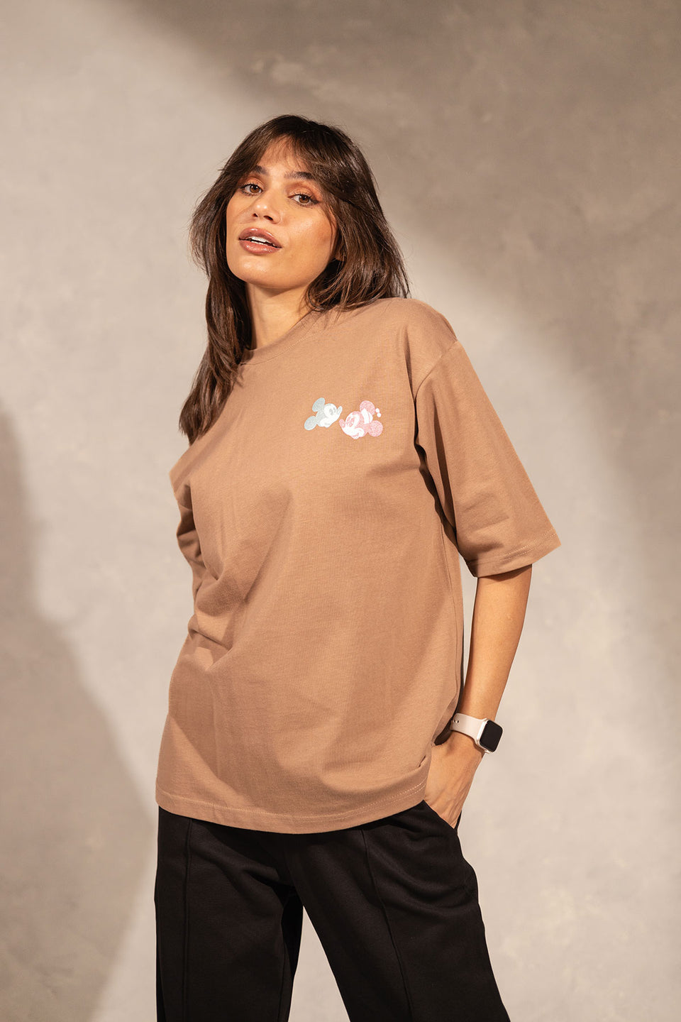 Coffe Printed Oversize T-shirt