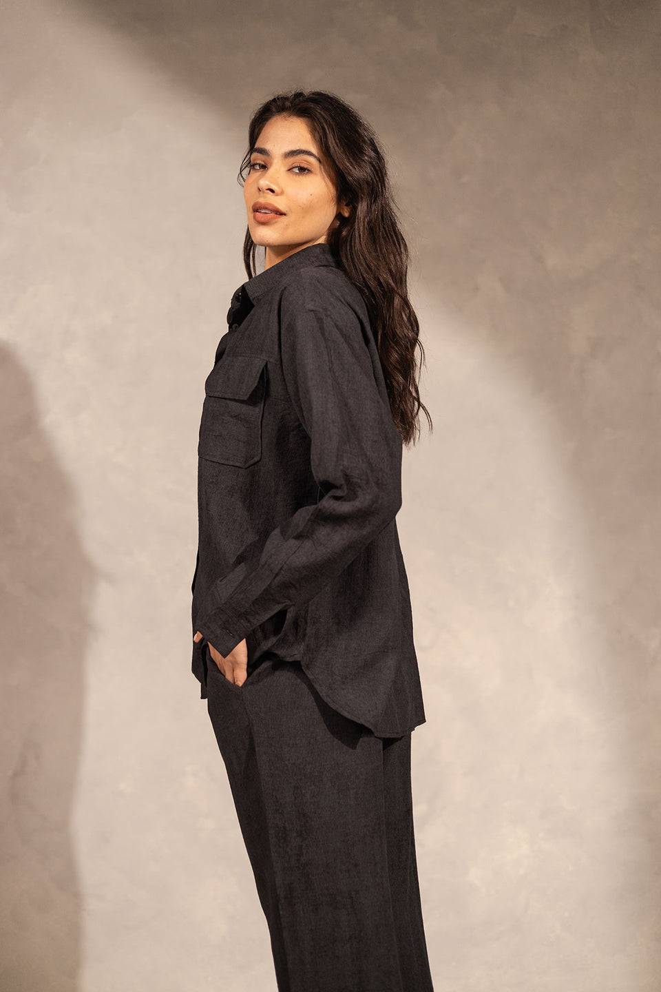 Black Summer Shades Linen Set