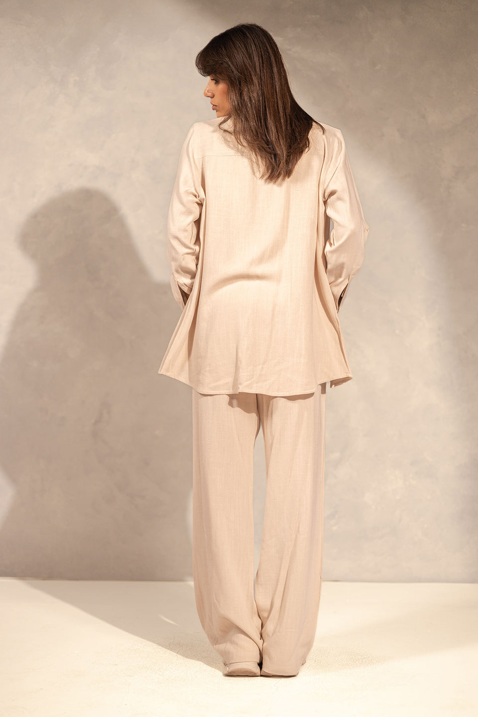 Beige Oversize Comfort Linen Set