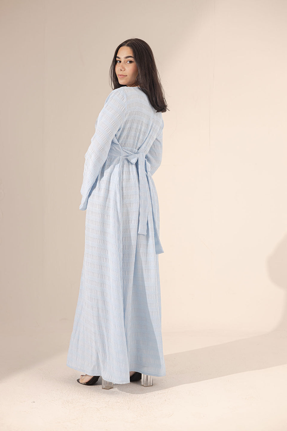 Blue Puffy Sleevees Dress