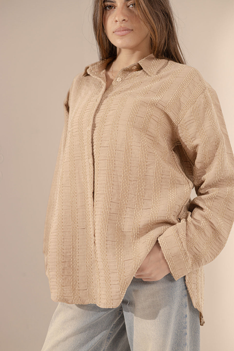 Beige Patterned Comfort Shirt