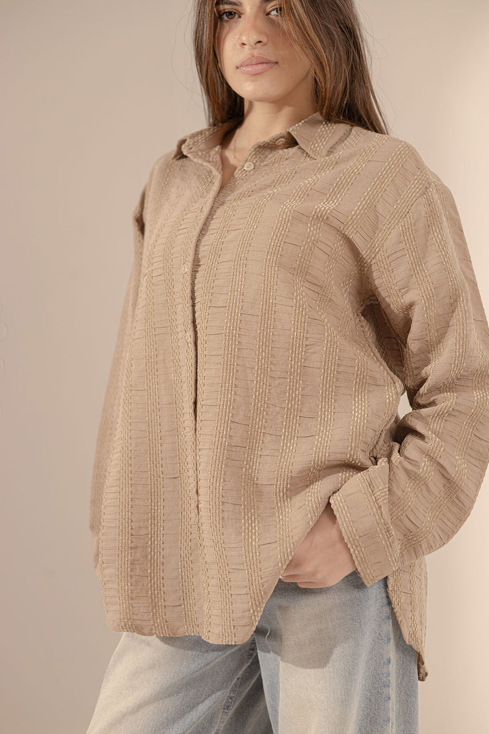 Coffe Patterned Comfort Shirt