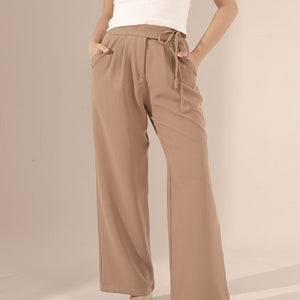 Coffe Tied Wide-Leg Pants