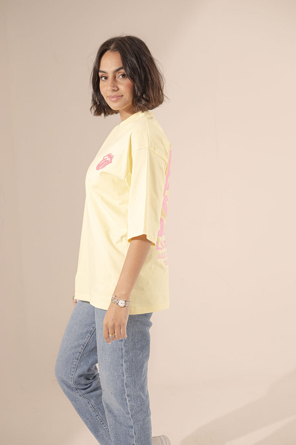 Yellow Printed Oversize T-shirt