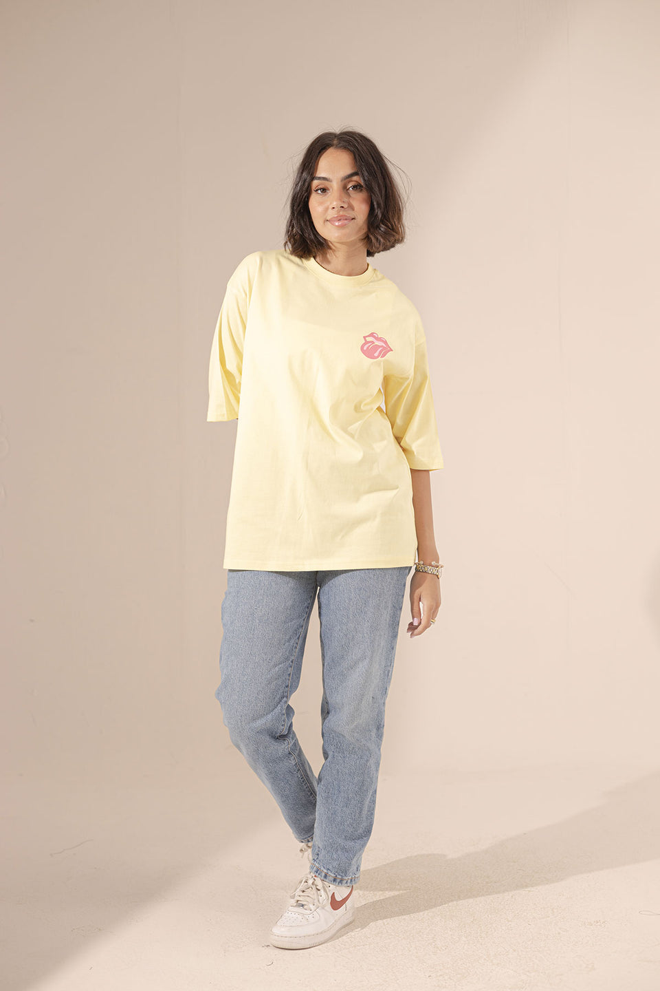 Yellow Printed Oversize T-shirt