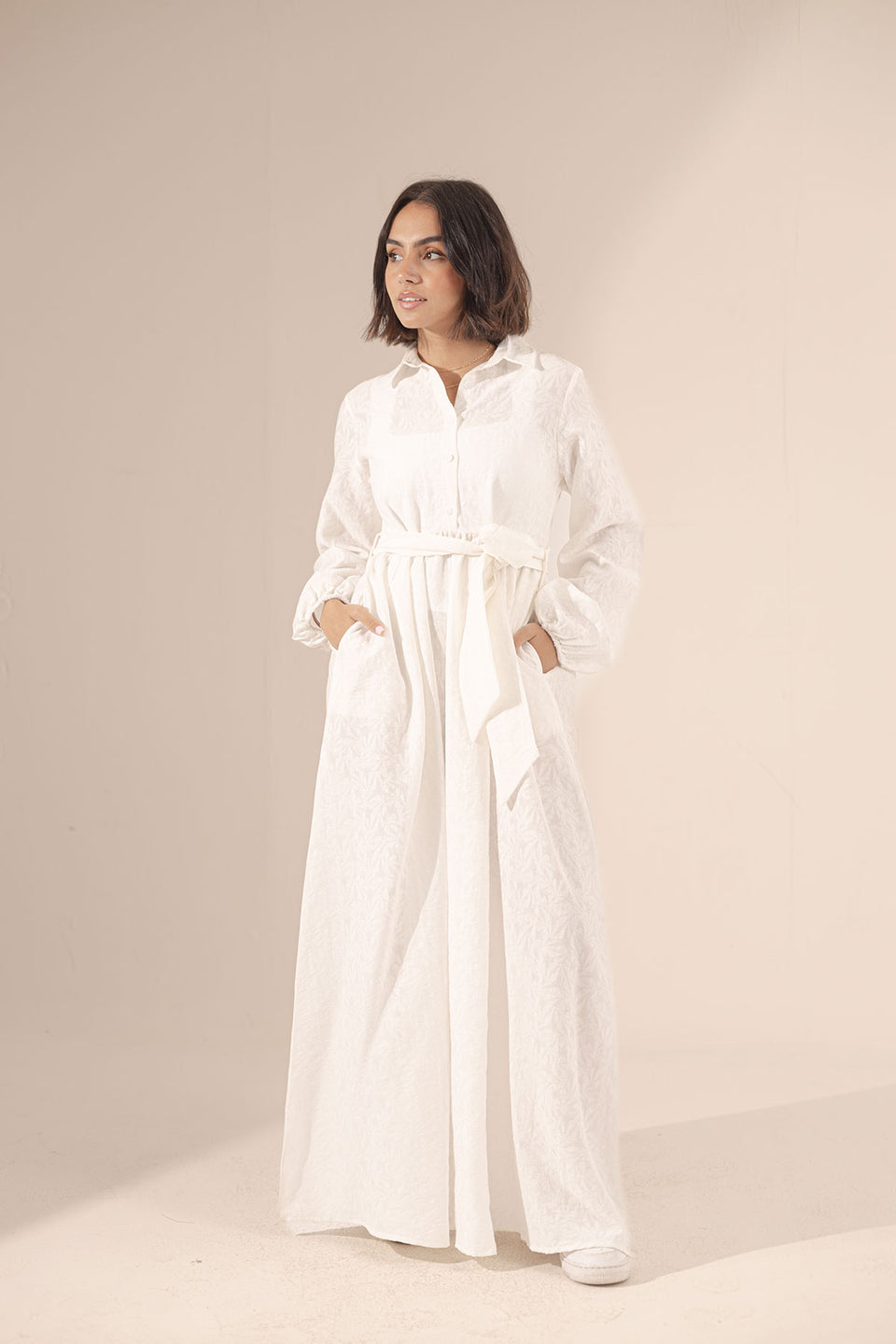 White Flory Patterned Dress