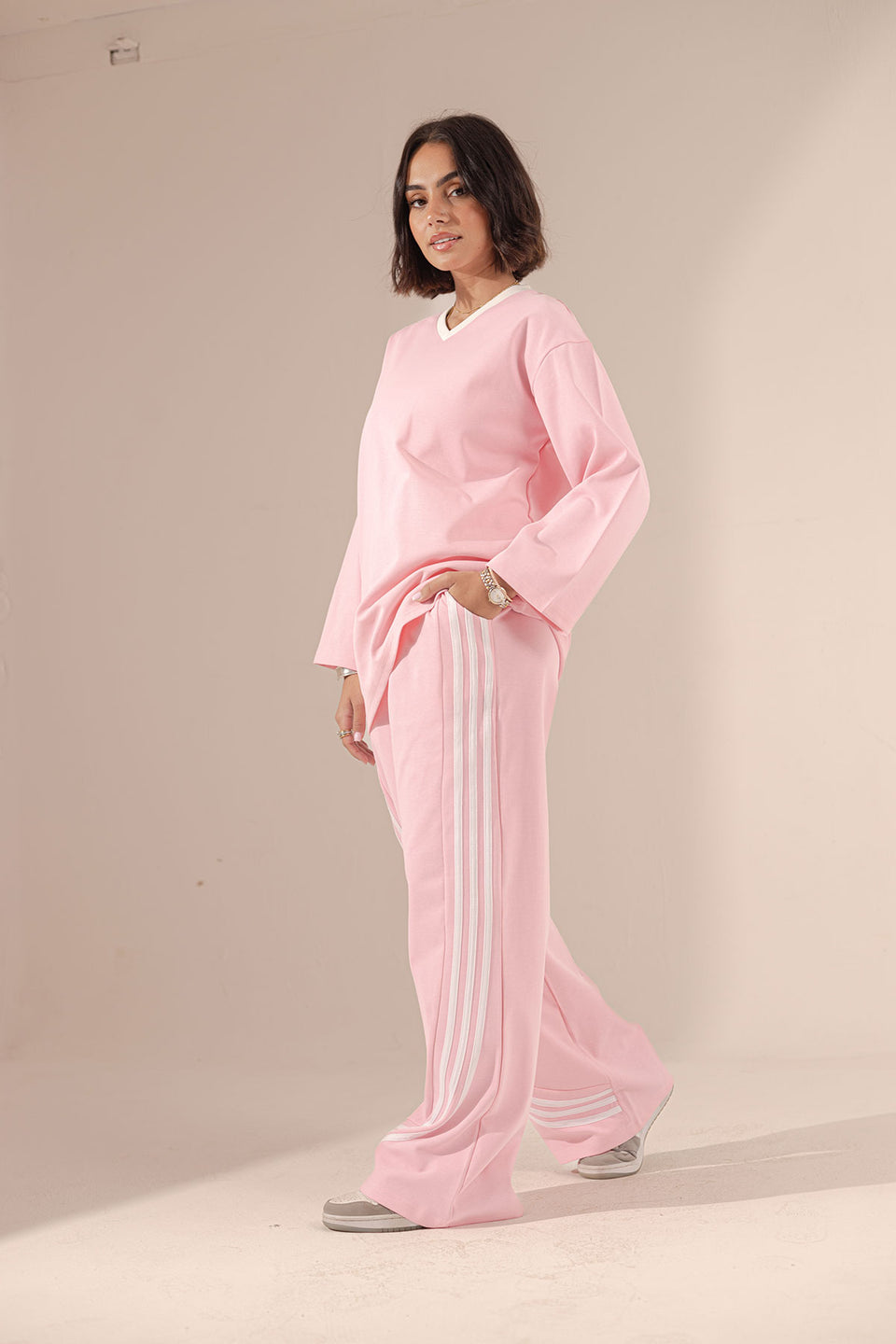 Pink Lines Cotton Set