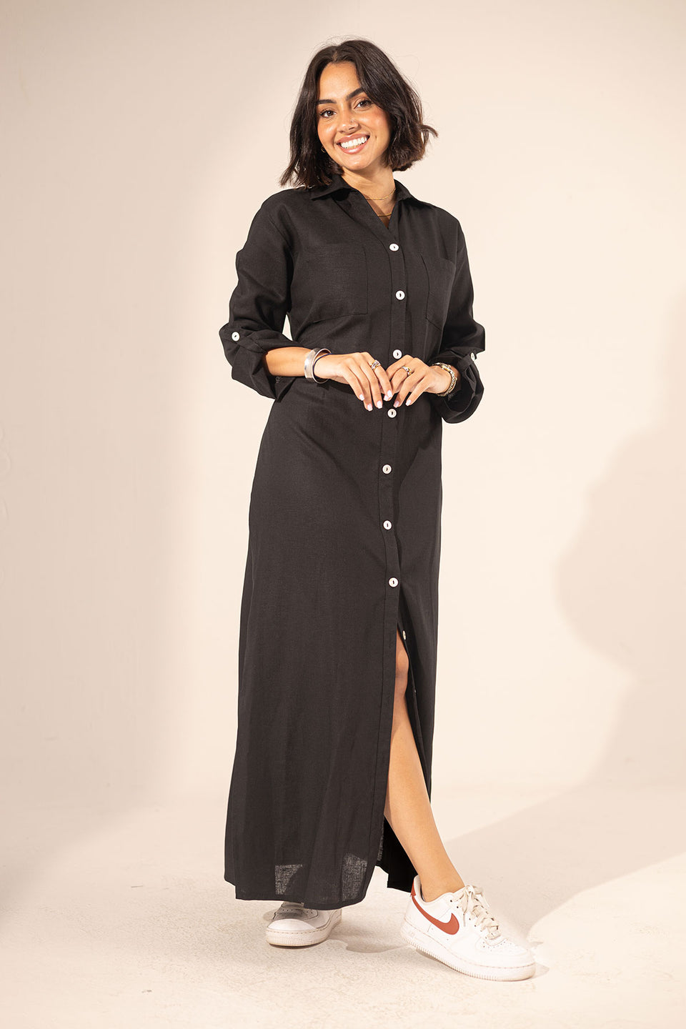 Black Summer Linen Dress