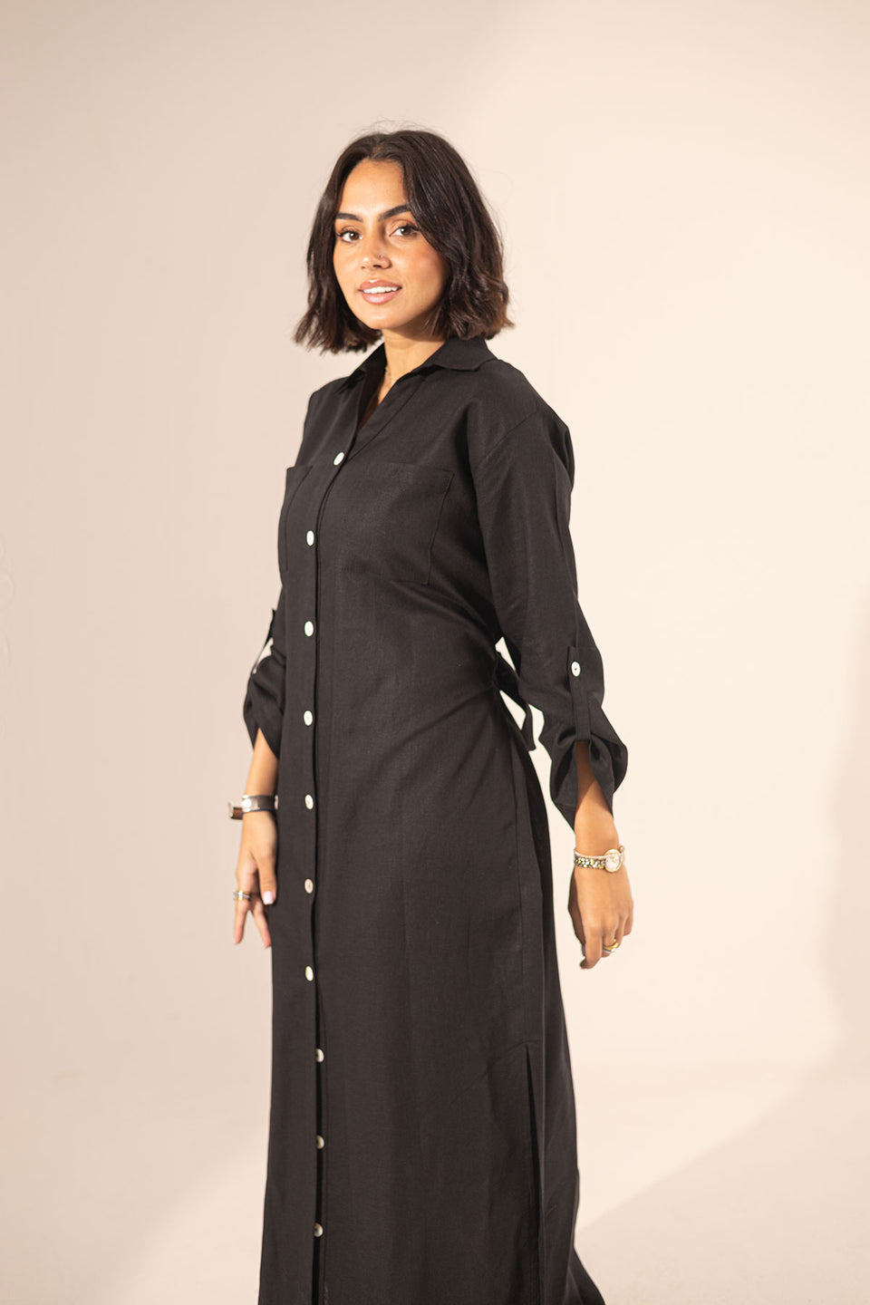 Black Summer Linen Dress