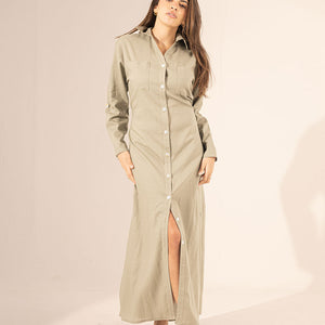 Olive Summer Linen Dress