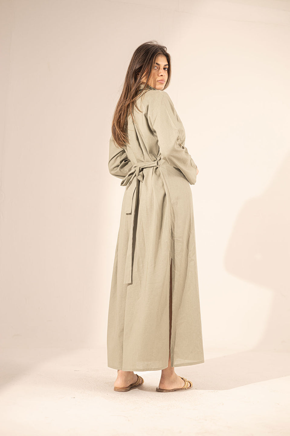 Olive Summer Linen Dress