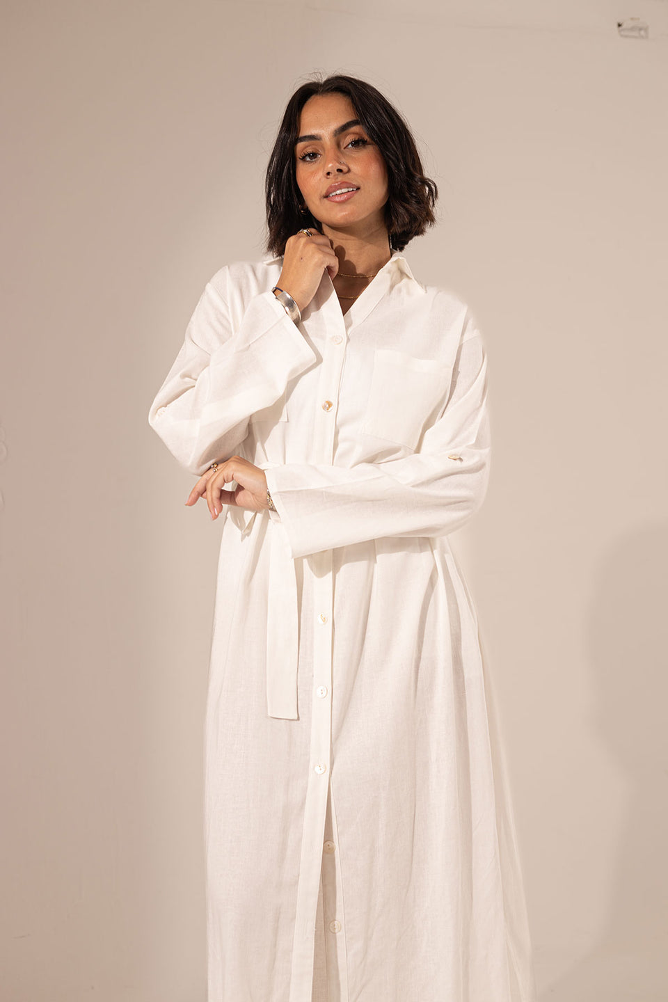 White Summer Linen Dress