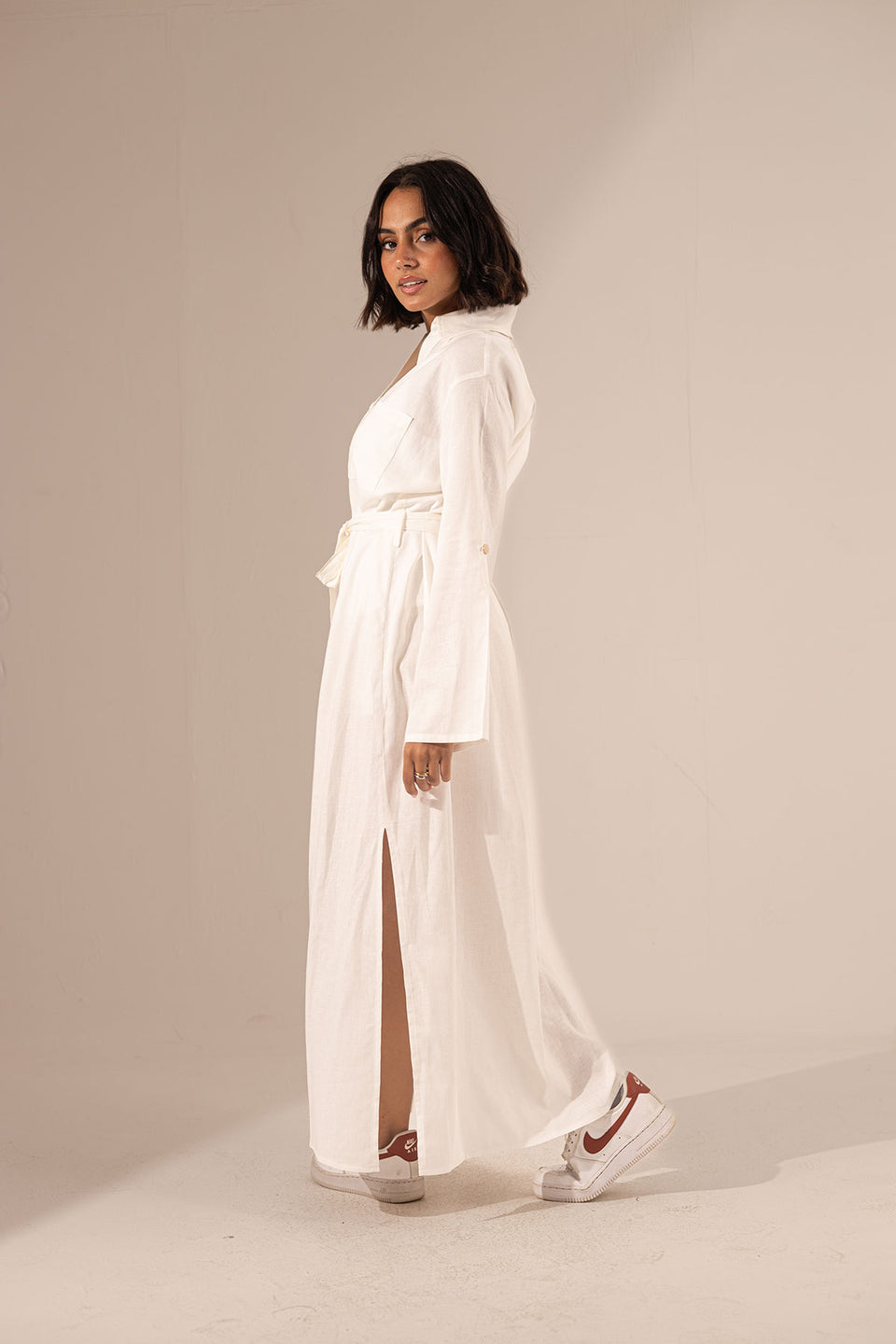 White Summer Linen Dress