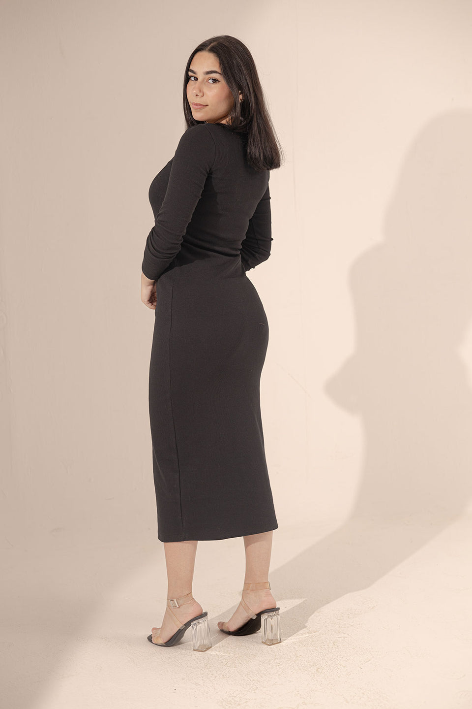 Black Rounded Basic Dress