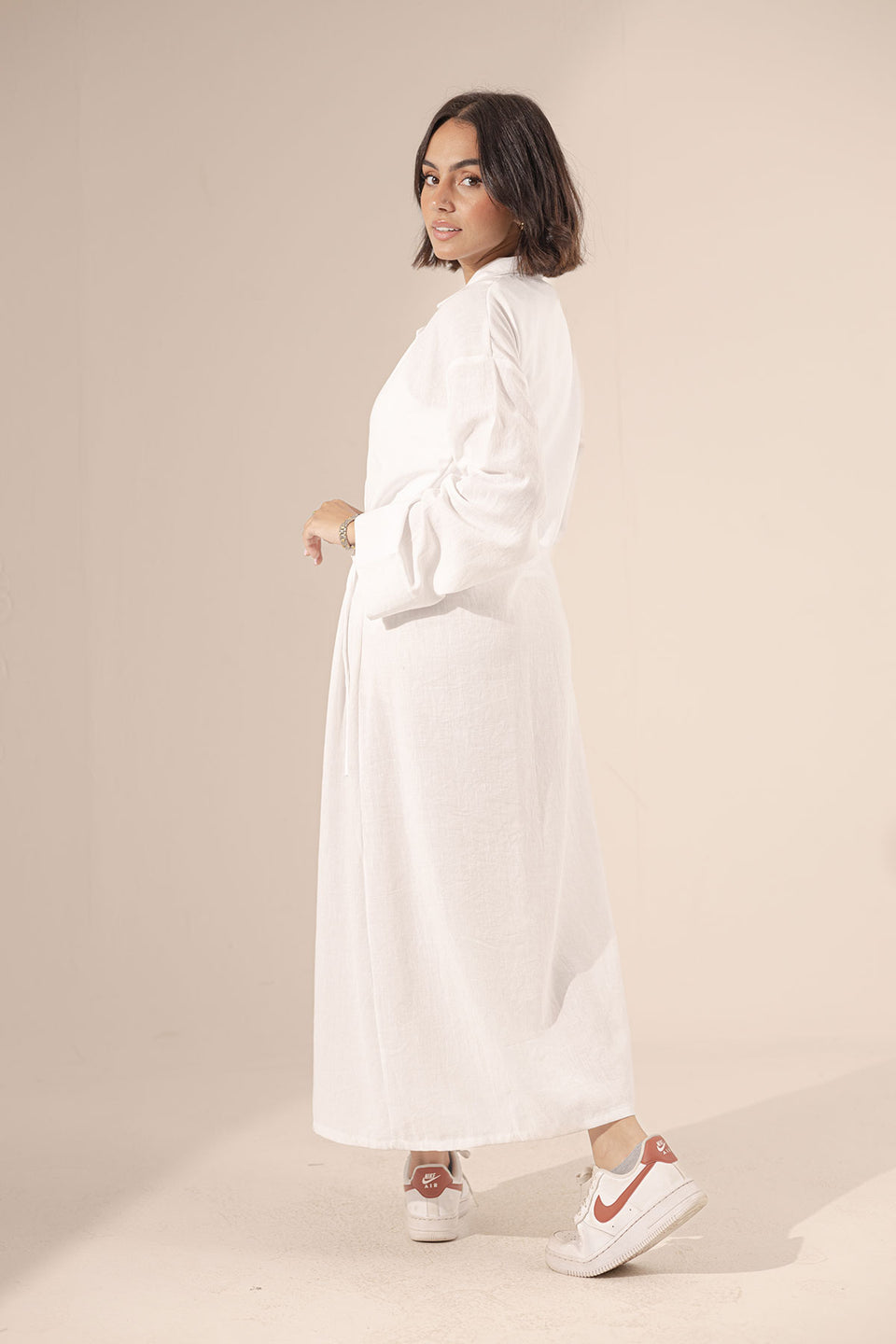 White Wrap Linen Summer Dress