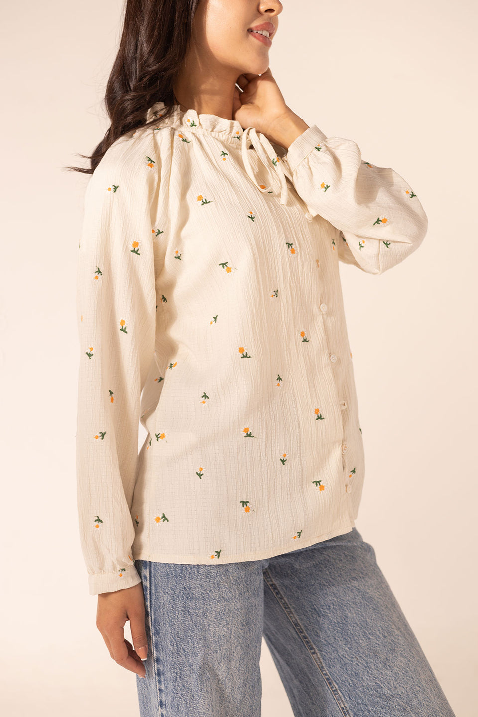 Beige Embroidered Blouse