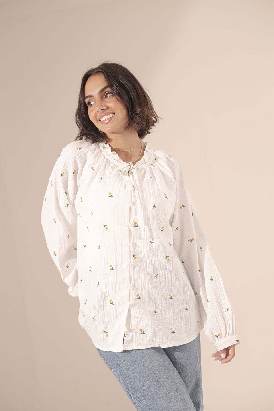 White Embroidered Blouse