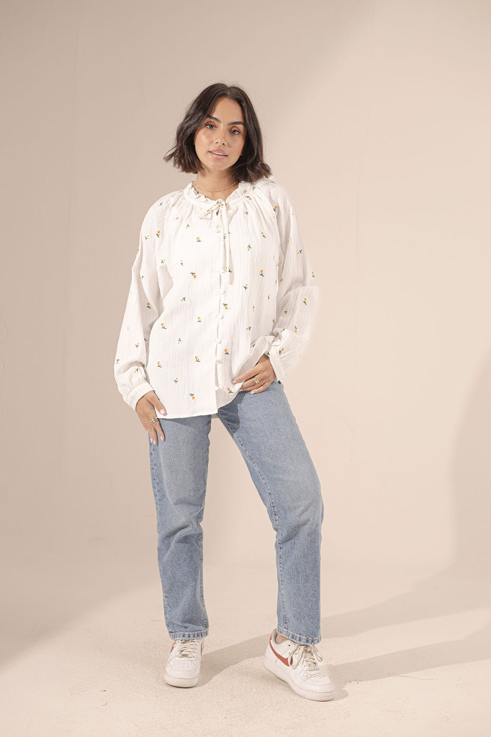 White Embroidered Blouse