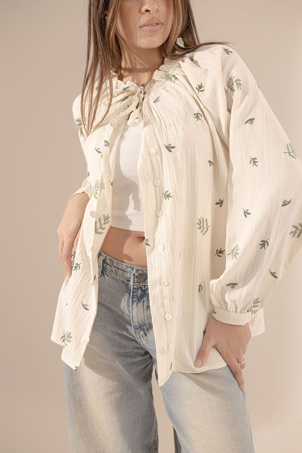 Beige Embroidered Blouse