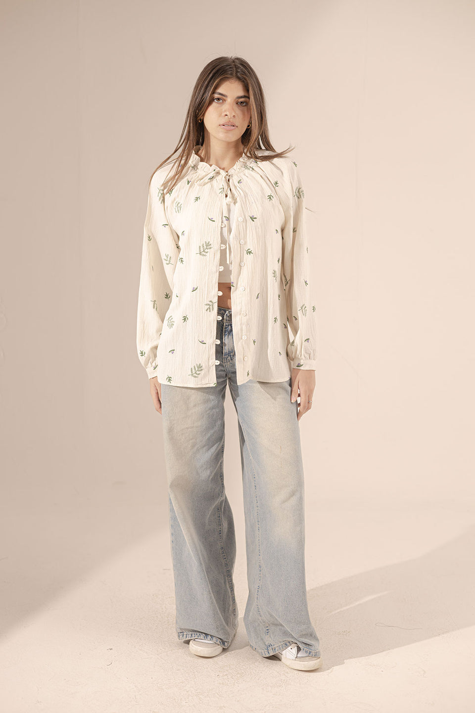 Beige Embroidered Blouse