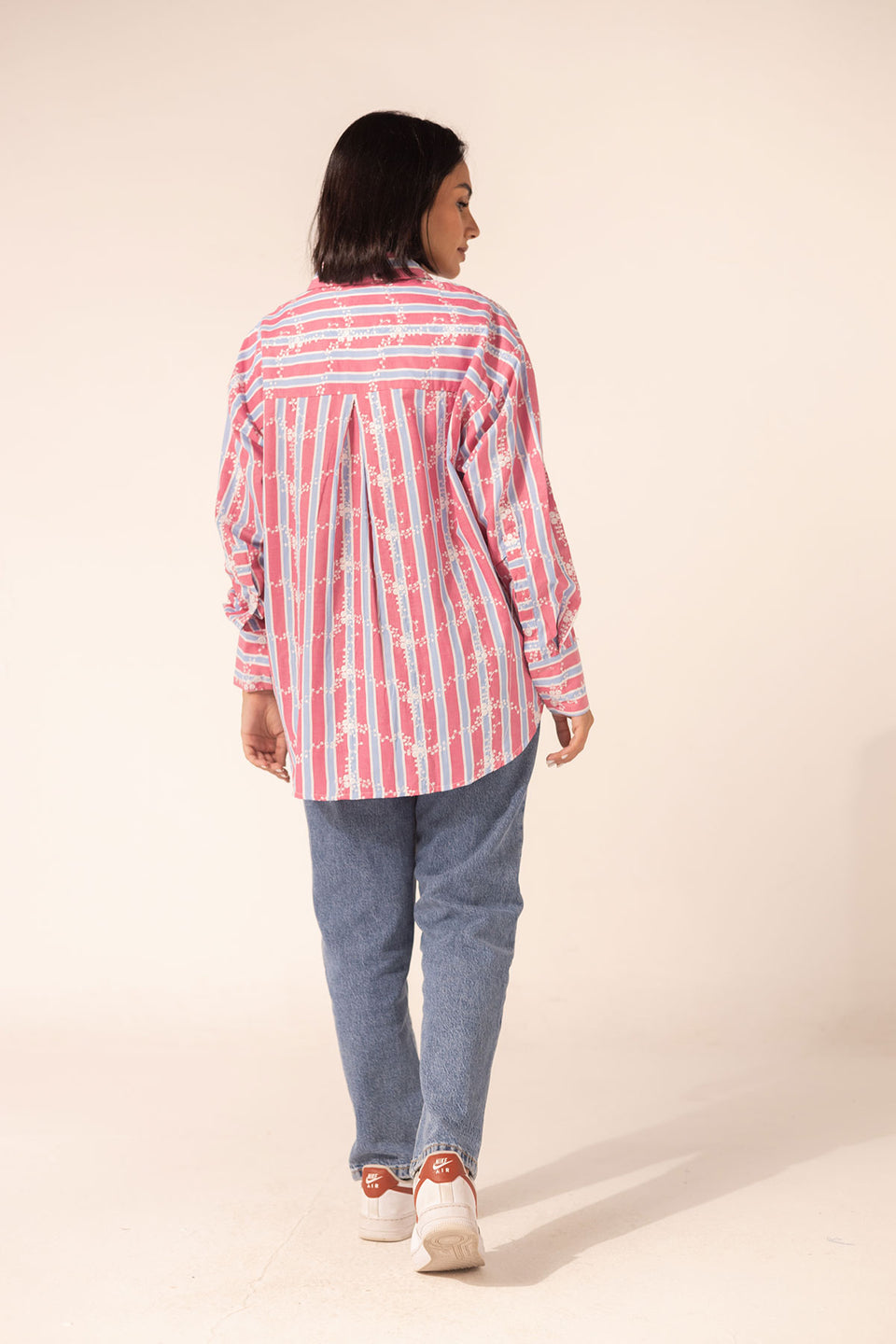 Pink Embroidered Checkers Shirt
