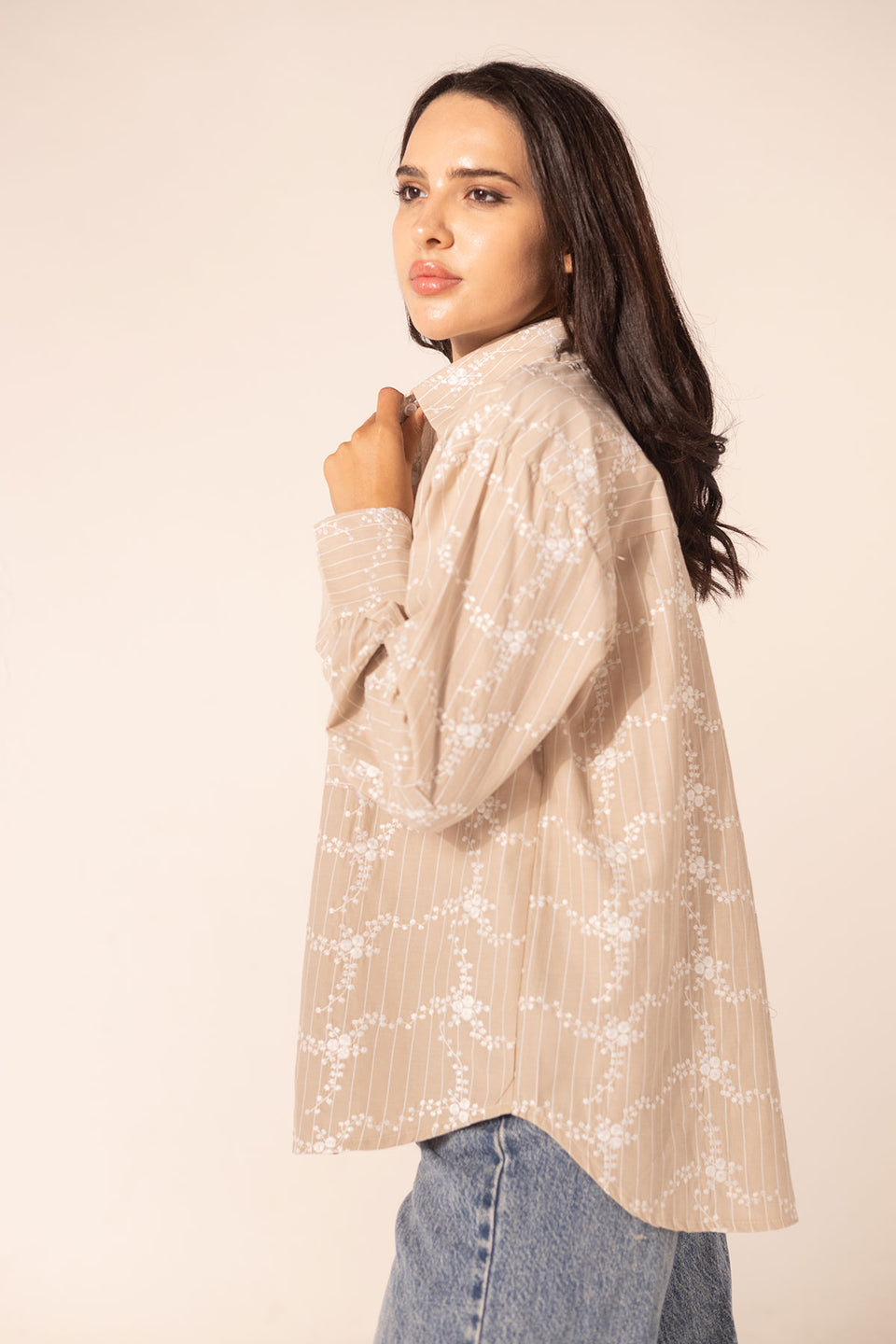Coffe Embroidered Shirt