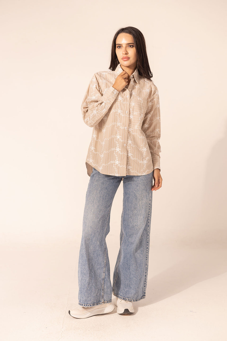 Coffe Embroidered Shirt