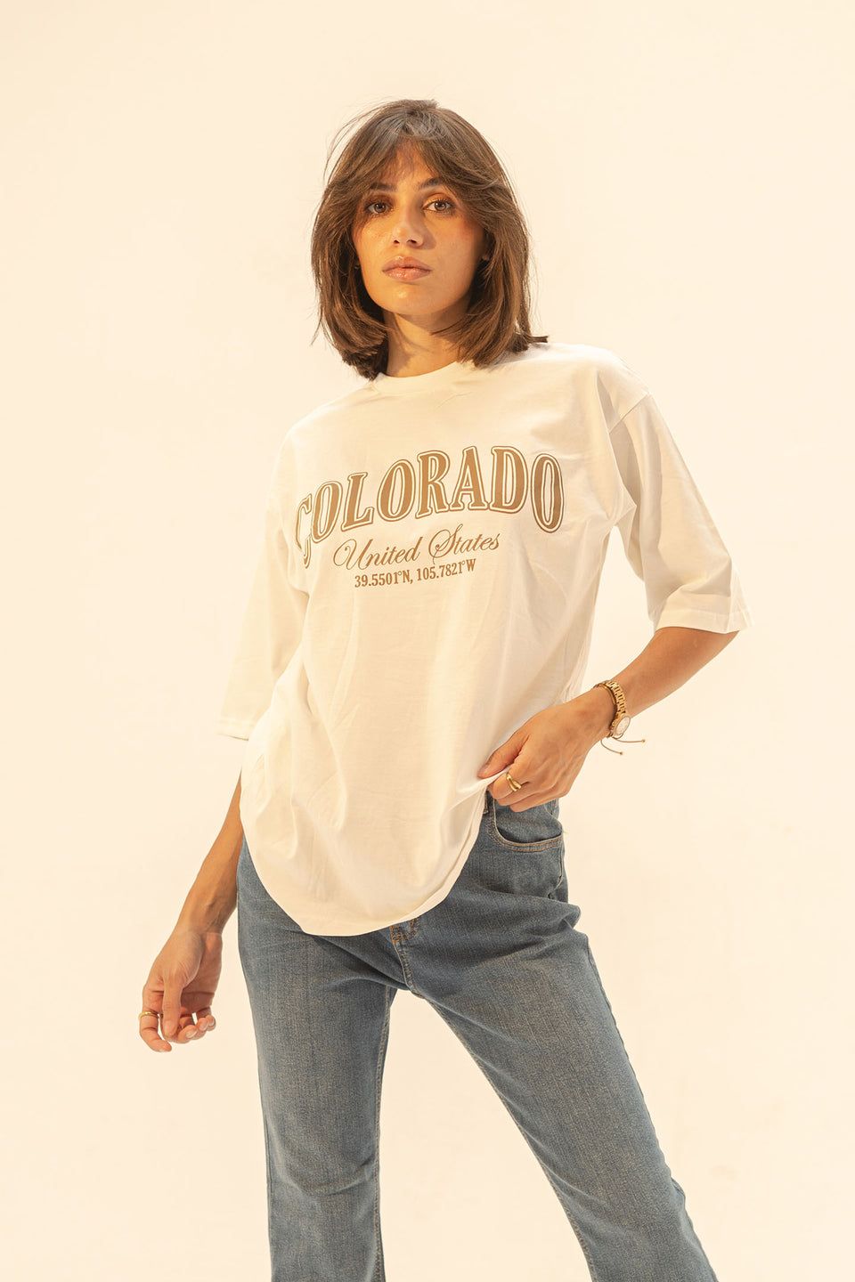 White Printed Oversize T-Shirt