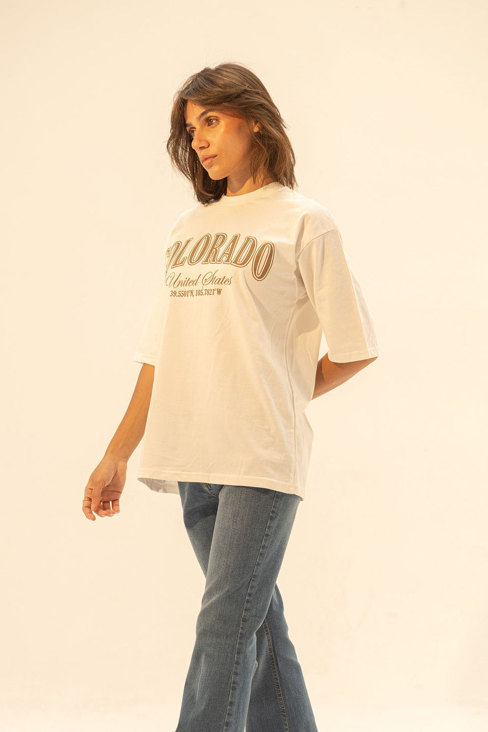 White Printed Oversize T-Shirt