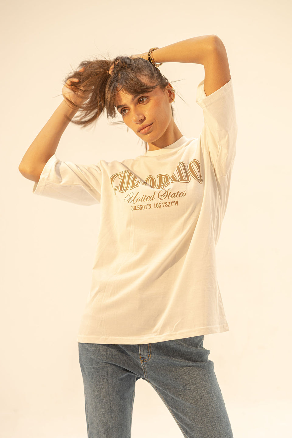 White Printed Oversize T-Shirt