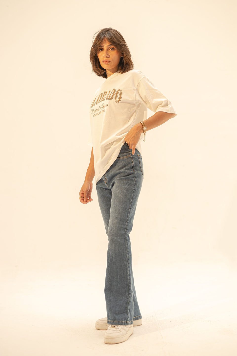 White Printed Oversize T-Shirt