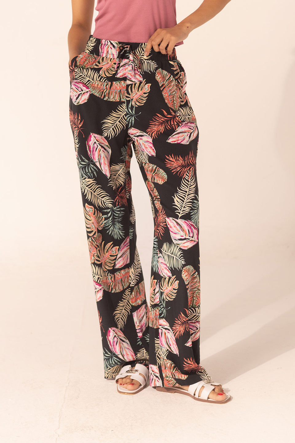 Black Summer Patterned Pants