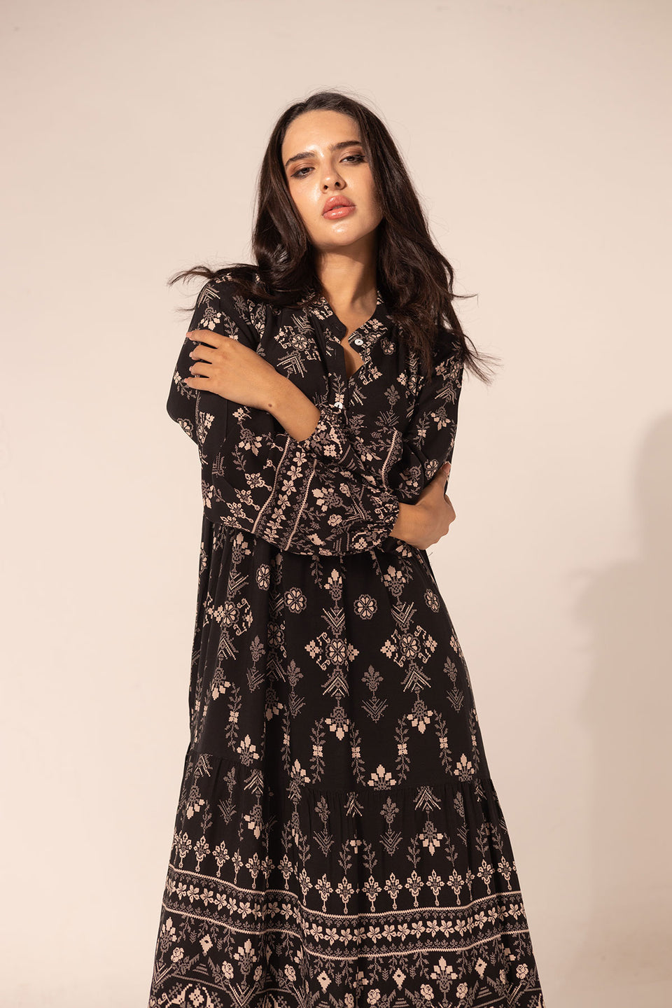 Black Summer Patterned Dress