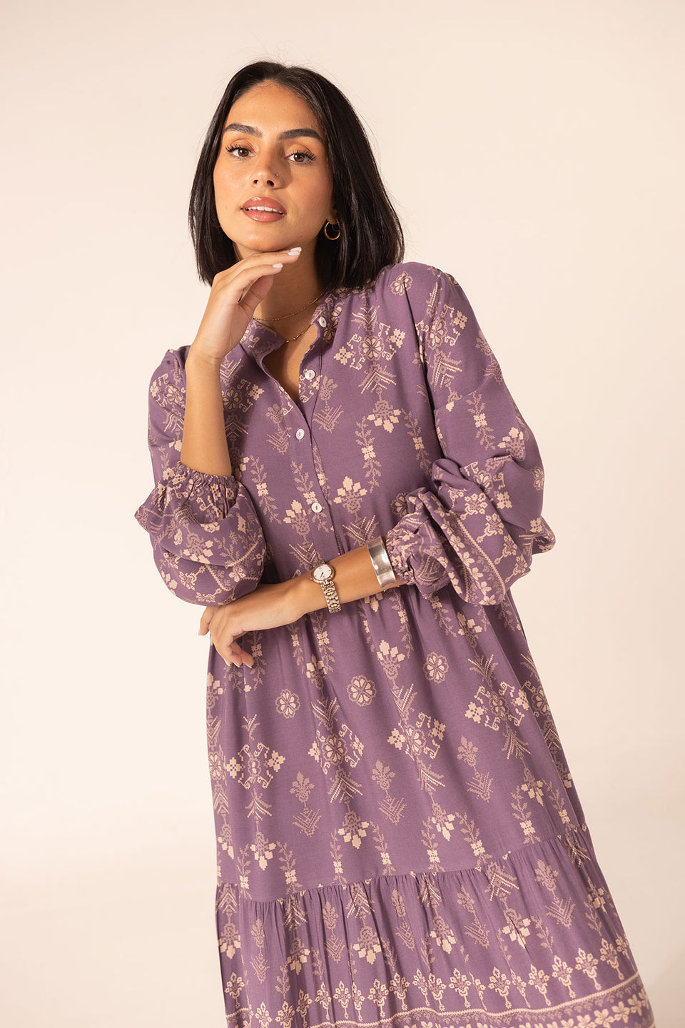 Purple Summer Patterned Dress