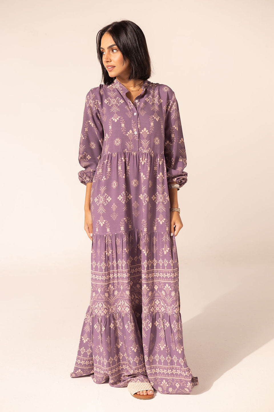 Purple Summer Patterned Dress