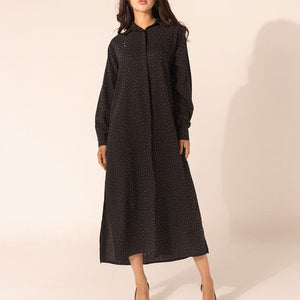 Black Sparkle Linen Shirt Dress