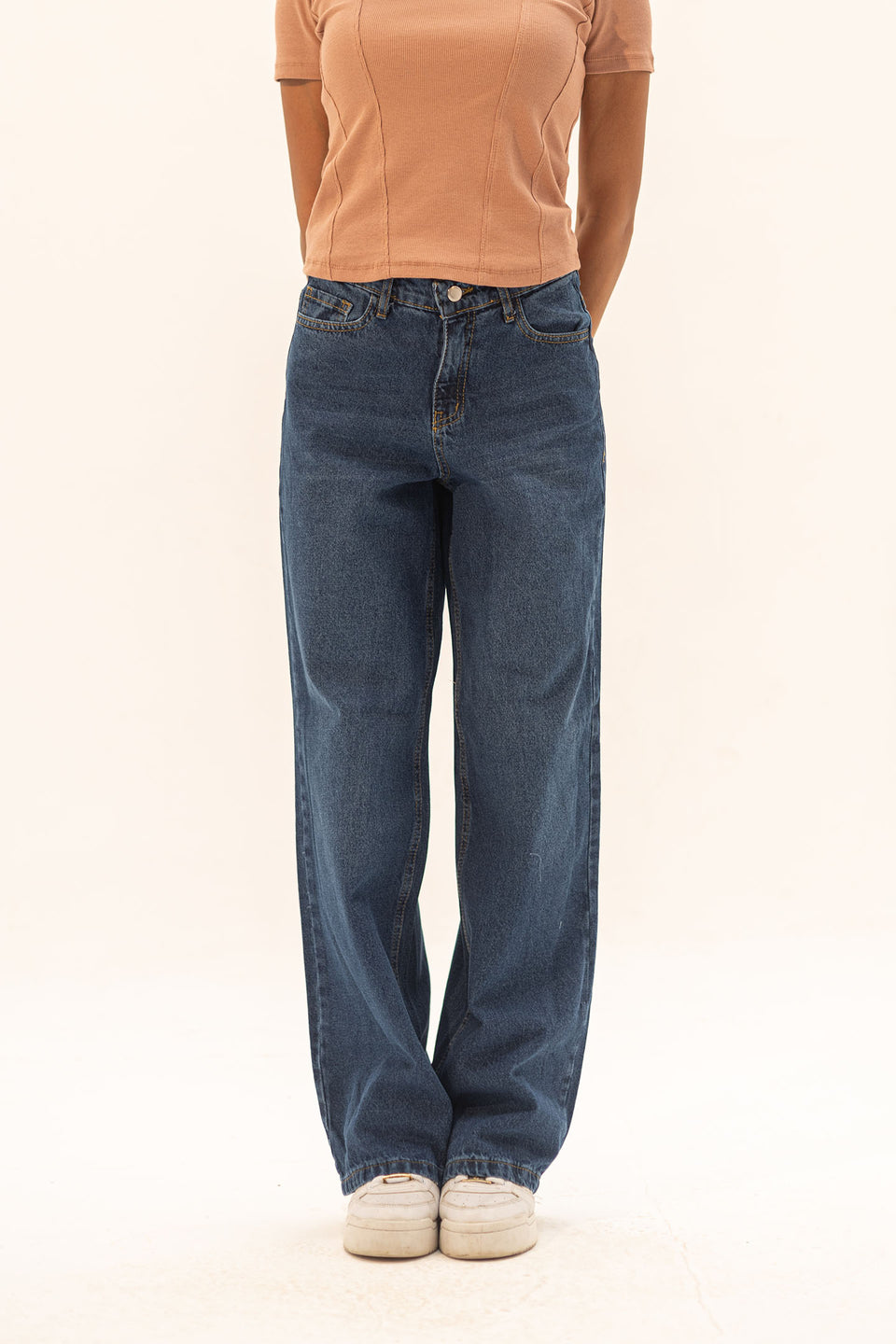 Navy Wide Leg Jeans