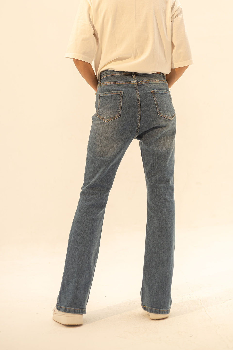 Navy High Rise Flared Jeans